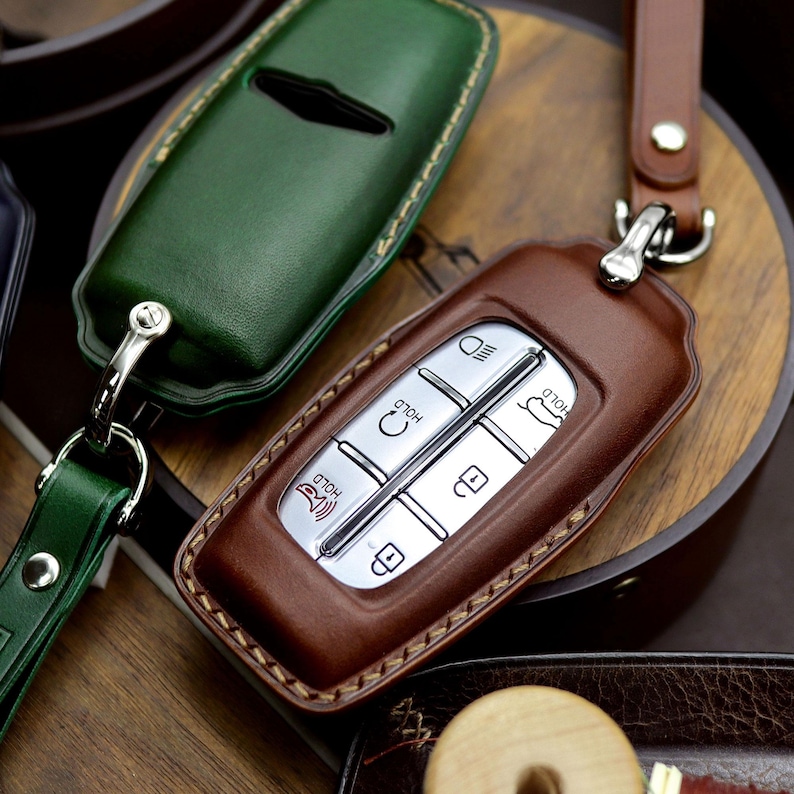 Leather Key Fob Cover: Genesis, Hyundai Smart Key Case image 4