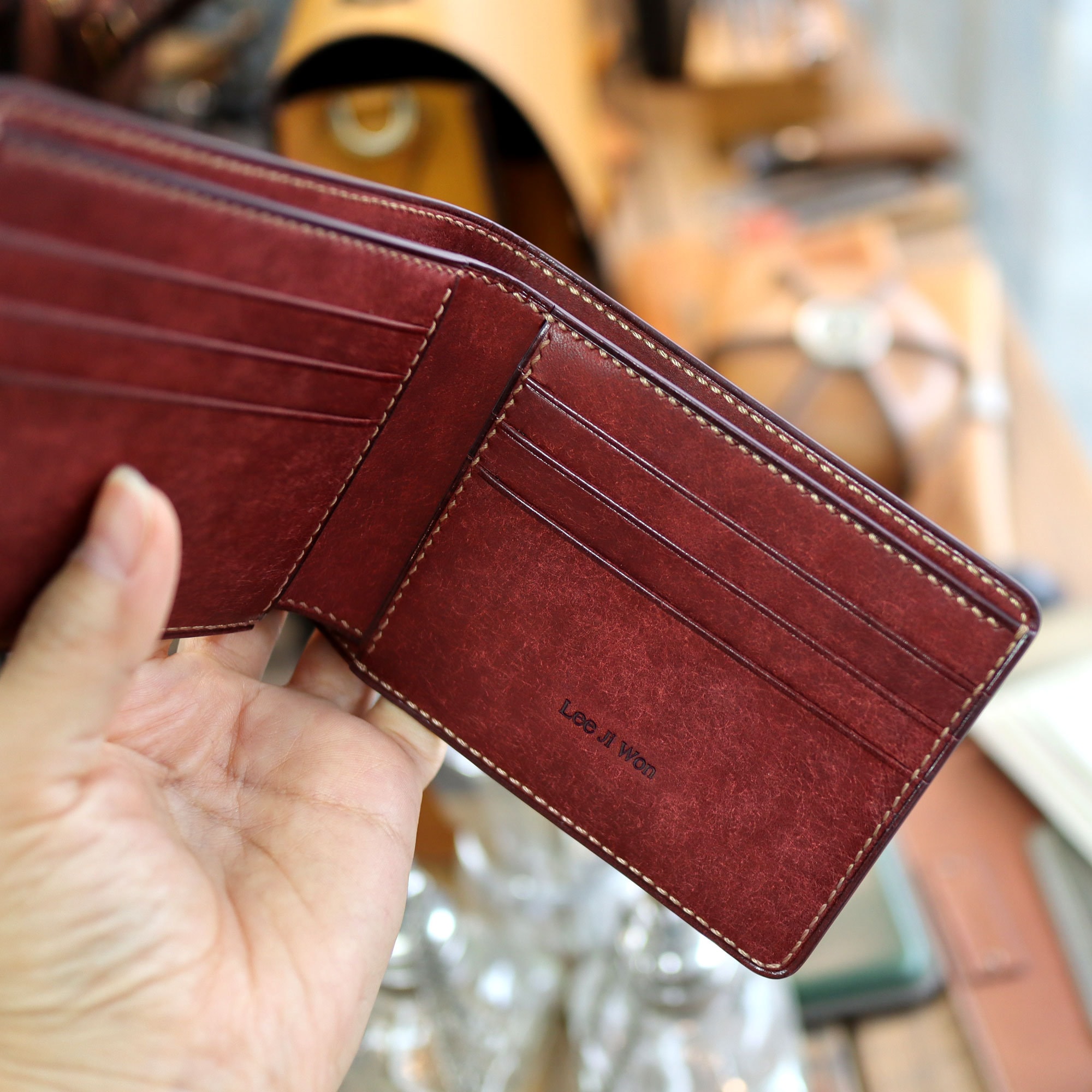 Hand Stitched Leather Wallet Man Wallet Basic Wallet Pocket -  UK