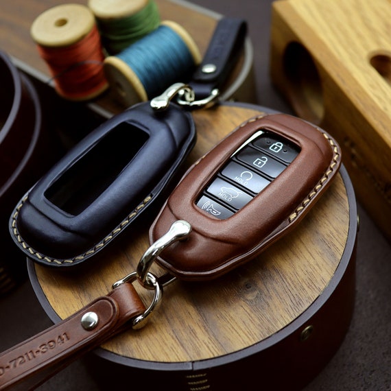 Hyundai Key Chain, Leather Car Key Fob Cover, Car Key Case, Smart Key Case,  Palisade, Santa Fe, Avante, Grandeur, KONA, Other Same Shape -  Denmark