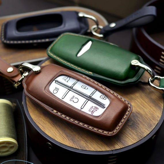 Leather Key Fob Cover: Genesis, Hyundai Smart Key Case
