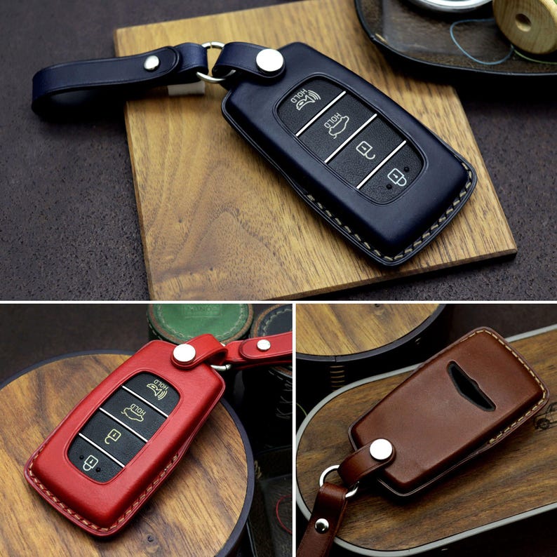 Leather Key Fob Cover: Genesis, Hyundai Smart Key Case image 7