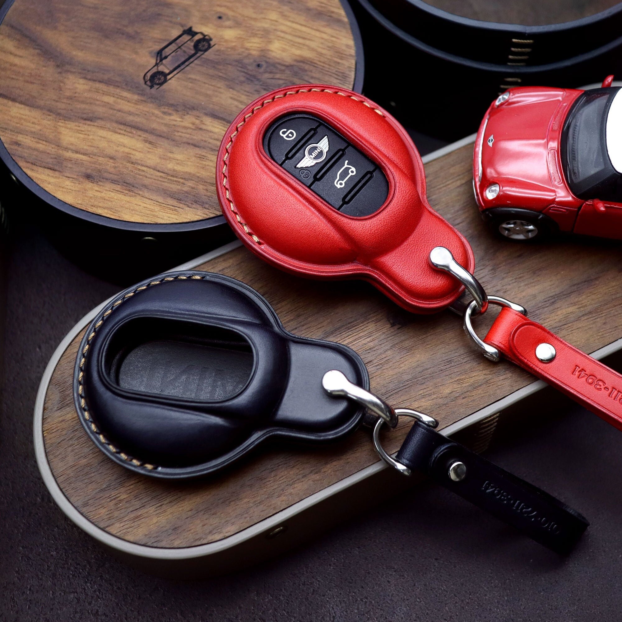 Leather Car Key Case Keychain Box Fashion for MINI Cooper