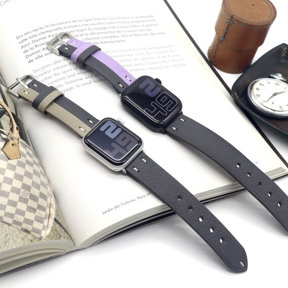 Apple Watch Band 38mm 40mm 41mm 42mm 44mm 45mm Goat Leather Watch Band Watch Strap for Men Women Gray Etsy