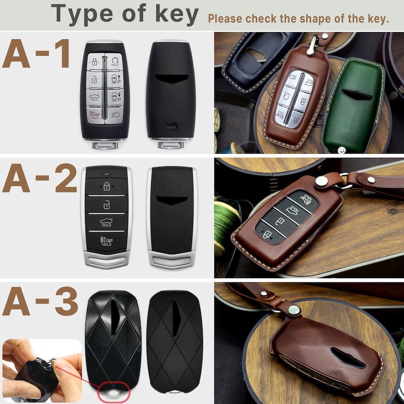 Leather Key Fob Cover: Genesis, Hyundai Smart Key Case image 2