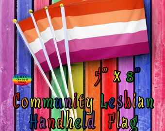 Community Lesbian, Handheld LGBTQ Flag, Orange Lesbian Flag