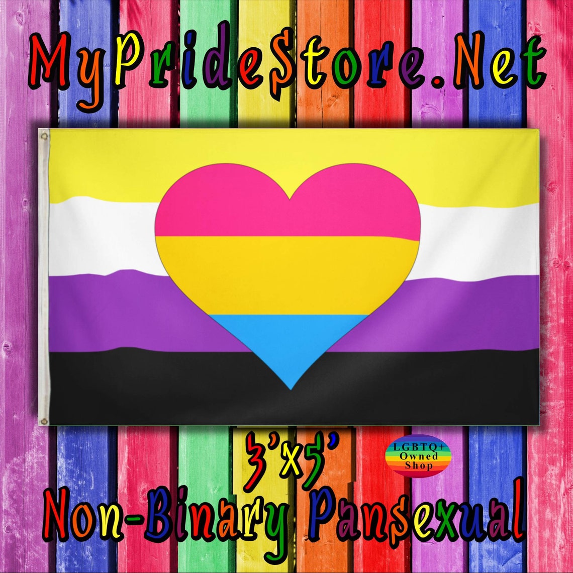 Non Binary Pansexual Flag Unique Lgbtqia Flag Etsy