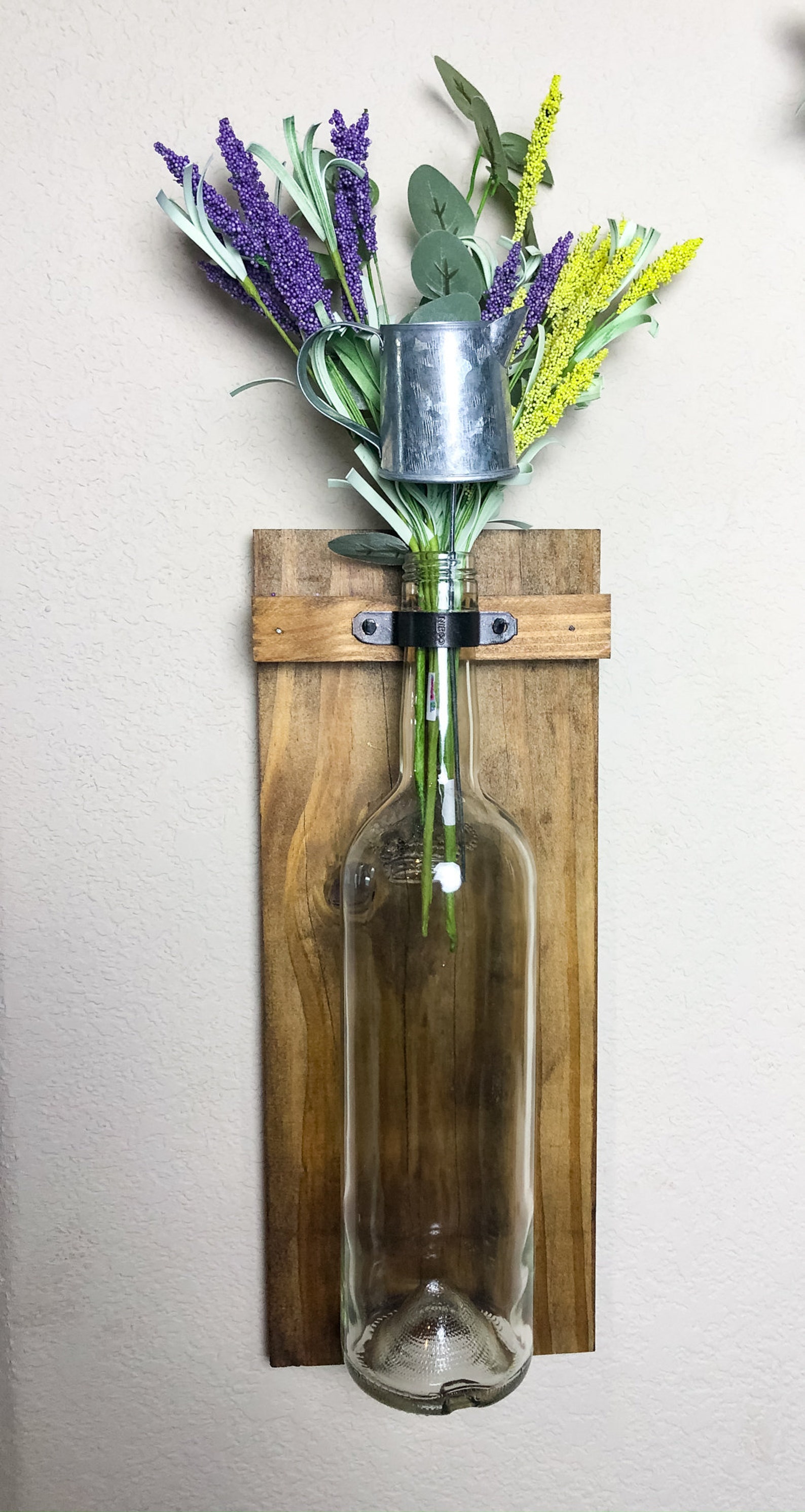 Wine Bottle Wall Vase / Hanging Flower Vase / Vase Wall Sconce | Etsy