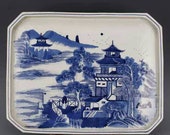 Chinese antique porcelain Qing dynasty Kangxi style blue and white porcelain plate dish,Chinese antiques plate,Ornament,ceramic collection