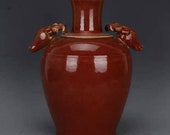 Chinese antique Qing dynasty Kangxi style kiln change red glaze porcelain vase,Chinese antiques vase,Ornament,ceramic vintage collection