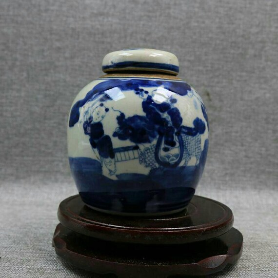 Chinese Antique Porcelain Jar Qing Dynasty Style Blue and Etsy
