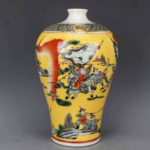 Chinese Antiaue Qing Dynasty Kangxi Guan Ware Style Famille Rose Fencai Porcelain Big Mallet Vase,China Vintage ceramic collection