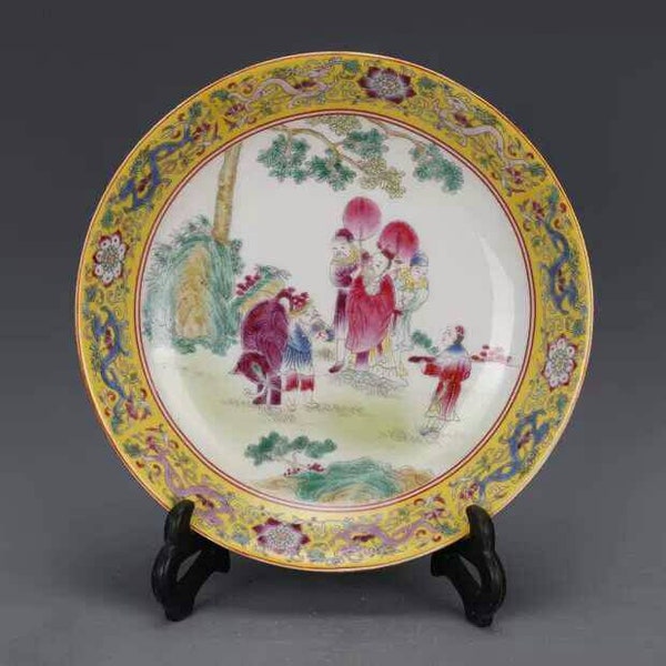 Chinese antique Qing dynasty Yongzheng style famille rose fencai porcelain plate dish.Chinese antique vase item,Ornament,vintage