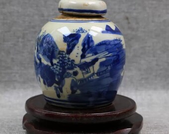 中国アンティーク磁器瓶 清朝乾隆帝の青白磁蓋付き瓶 陶器製茶瓶