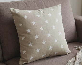 Star Pattern Pillow Cover — | Soft Linen-Look Fabric