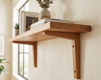 Oak Wooden Shelf Bracket: Handmade Modern Wall Support (Sold as 1)