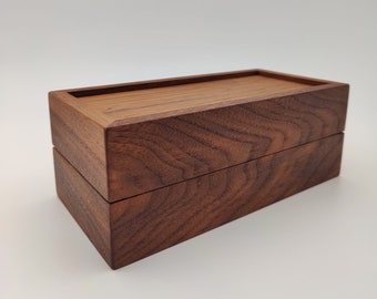 Wooden Tea Box - walnut box - maple keepsake - jewelry storage - wine container - cigar storage