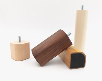 Solid Wood Furniture Legs: Walnut or Oak, Modern Sofa Feet (Sold As 1 Leg)