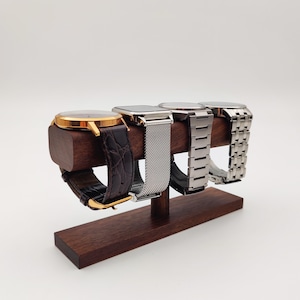 Wooden Watch Holder For 4 Watches – Premium Watch Holder for Men & Women, Minimalist Wood Display in Beech, Oak Walnut for Desk