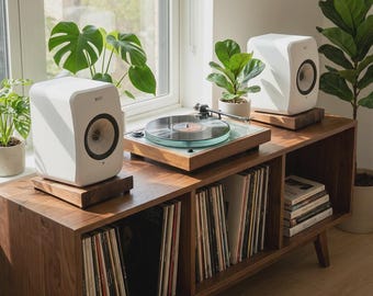 Custom Tilted Wood Speaker Stand: Audiophile Audio Platform (Single)