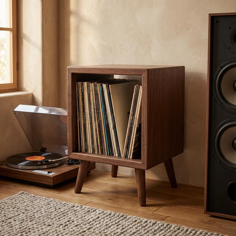 Vinyl Storage Cabinet - Turntable Furniture - Solid Wood LP Furniture ...