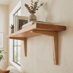 Soporte de estante de madera de roble: soporte de pared moderno hecho a mano (se vende por unidad)