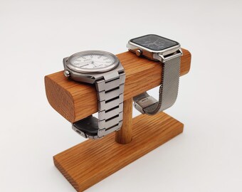 Handcrafted Wooden Watch Stand: Minimalist Beech, Oak, Walnut Display