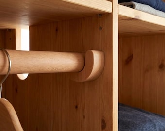 Rod Brackets Beech, Wooden Closet Rod, Curtain Pole Holders, Wardrobe hanger fittings