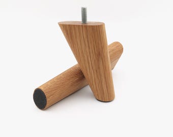 Mid Century Furniture Legs: Angled Solid Wood - Oak, Walnut, Beech, Maple