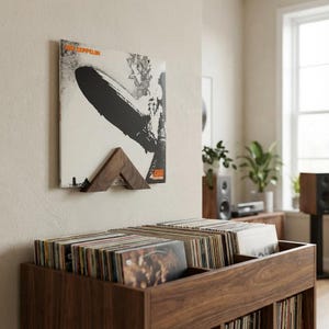 Handmade Hardwood Vinyl Record Shelf: Wall Mounted LP Display