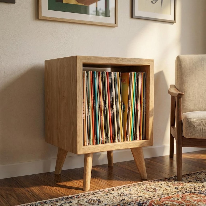 Vinyl Storage Cabinet - Turntable Furniture - Solid Wood LP Furniture ...