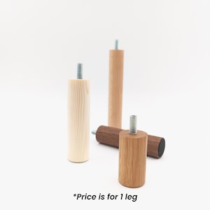Round Wooden Furniture Legs: Solid Wood Replacement Leg (Sold as 1 Leg)