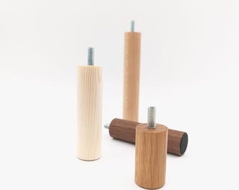 Round Wooden Furniture Legs: Solid Wood Replacement Leg (Sold as 1 Leg)