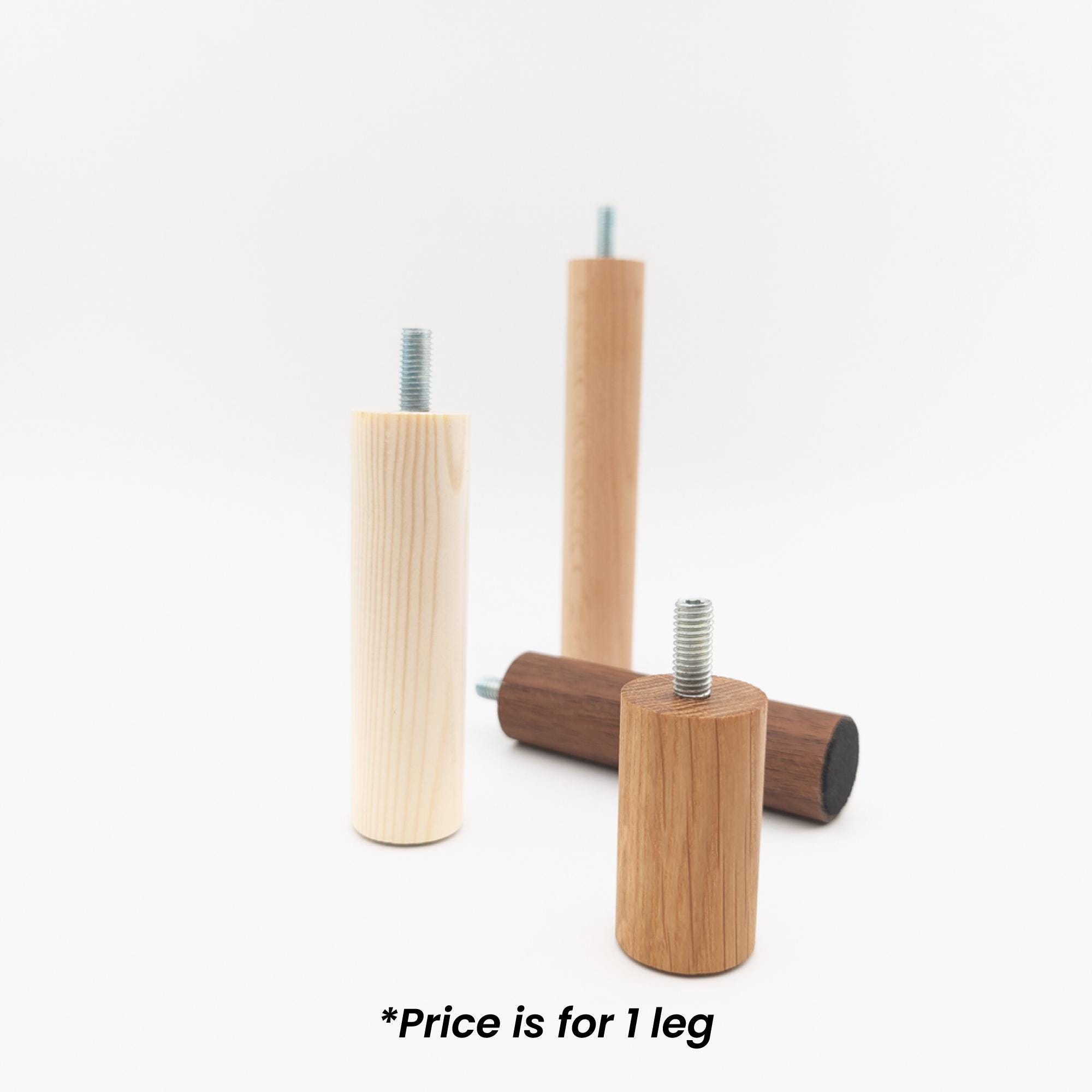 Pieds de meuble ronds en bois : pied de remplacement en bois massif (1 pied)