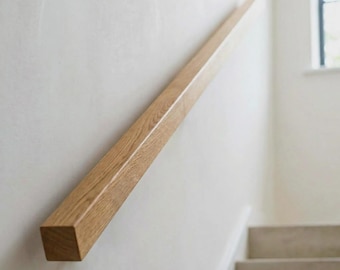 Square Handrail in Solid Wood - Oak handrail - Walnut railing - Beech rail - Staircase accessories