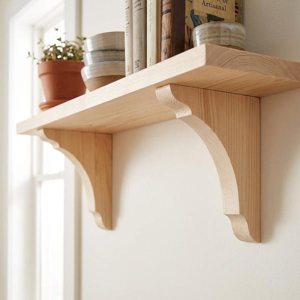 Classic Corbel in Pine, Profiled Wooden Shelf bracket