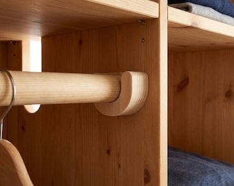 Soportes Para Barra De Cortina De Madera - 2 Piezas, Para Barras De 5 Cm, Negro O Color Madera