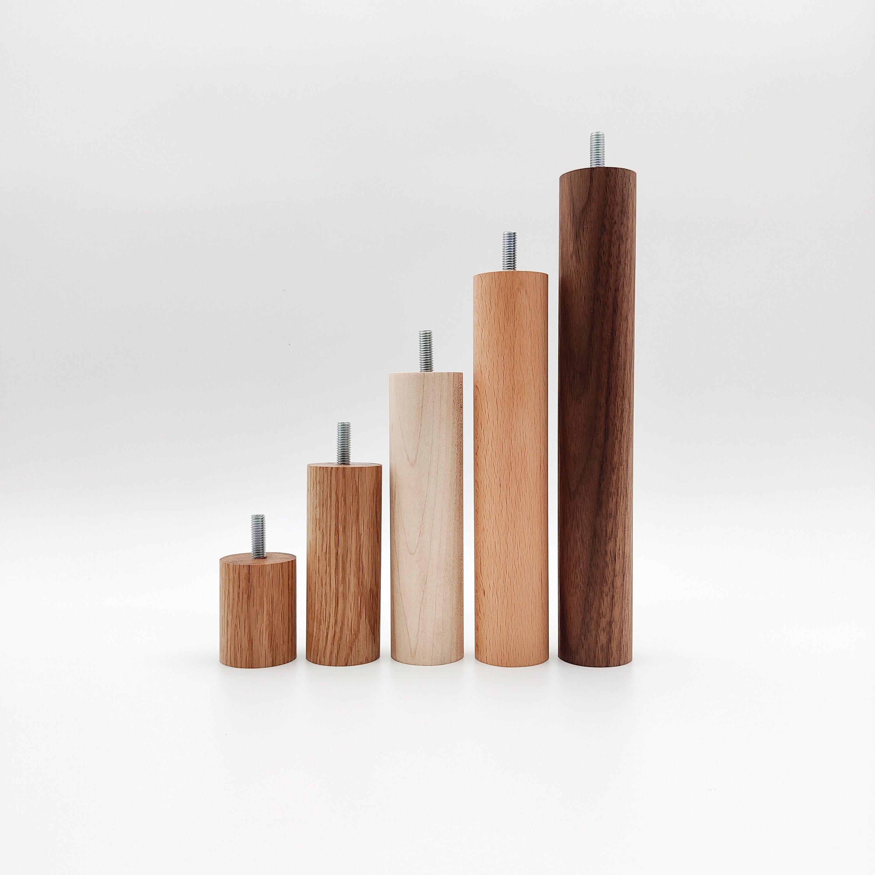 4X Round Furniture Legs in Solid Wood Sweden Made Furniture Etsy