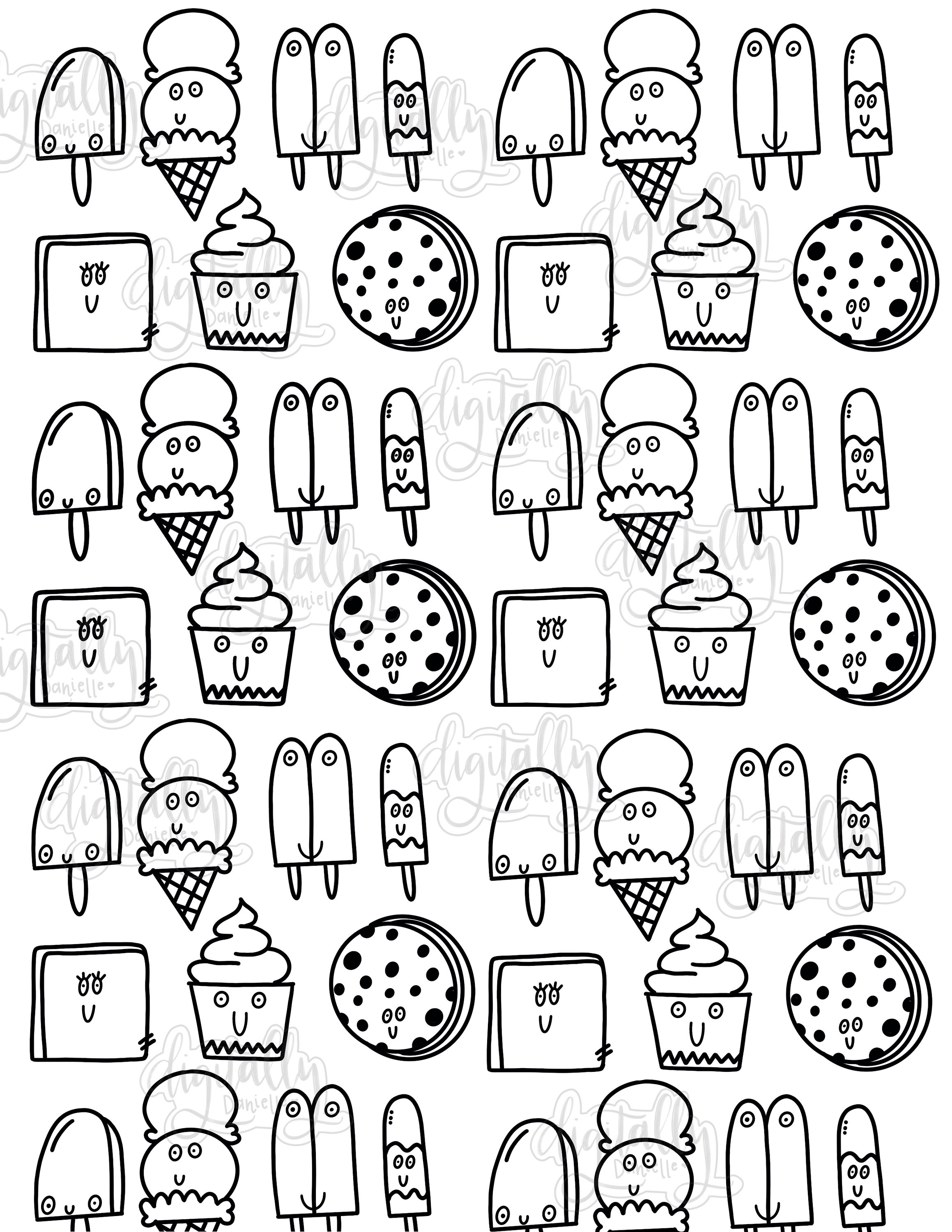 Ice Cream Coloring Page, Coloring Sheet, Printable