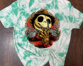 Jack Skellington Halloween Bleached Tee| Halloween Bleached Tee | Sublimation