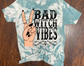 Bad Witch Vibes | Halloween Bleached Tee| Witch Vibes| Sublimation