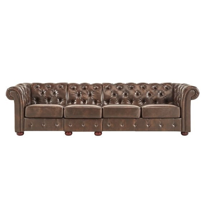 Design Chesterfield XXL Big Sofa 4-Sitzer Couch Leder ...