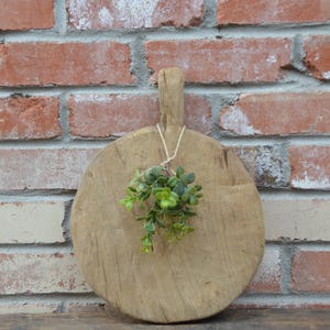 Vintage Wood Cheese Board - Antique Wood Cutting Board - Round Chopping Board - Vintage Wood Pedestal - Natural Wood Riser