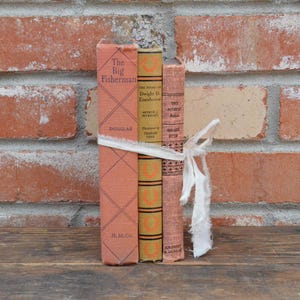Vintage Set of  Pink Books - Antique Books- Old Library Books - Bundle of Decorative Books