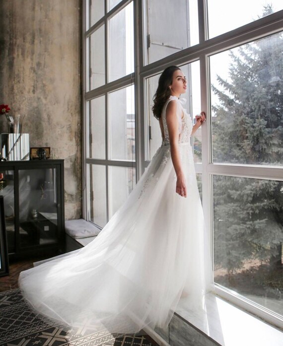 Vestido De Novia De Encaje Con Flores – Estilo Sirena, Blanco, Talla 42 – Personalizable, Ideal Para Bodas En La Playa O Iglesia