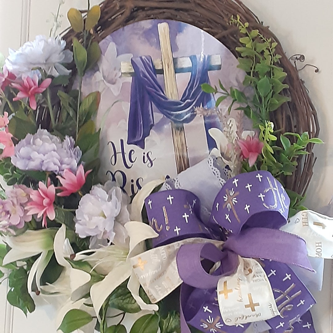 Religious Easter Wreath Easter Wreath With Cross - Etsy