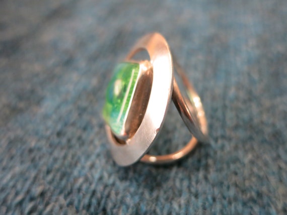 Modernist mod silver ring with bubble glass - image 6