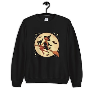 Pin-Up Witch - Halloween Sweatshirt - Unisex