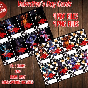 Printable FNAF Valentine Cards, Five Nights at Freddys, Valentine Cards ...