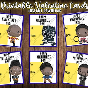 Printable Valentines Cards,  Valentine cards for kids, Valentine cards for boys, Black Panther, Valentine Cards for girls, superhero cards,