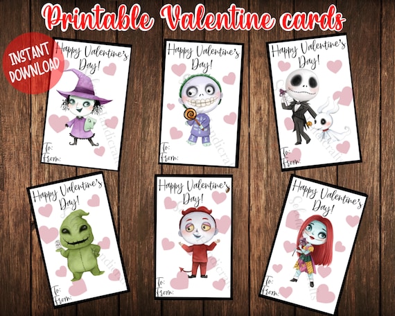 Printable Nightmare before christmas Valentine Cards, the nightmare before christmas valentinte cards, printable valentine cards, vday cards